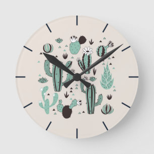 Kakteen Runde Wanduhr