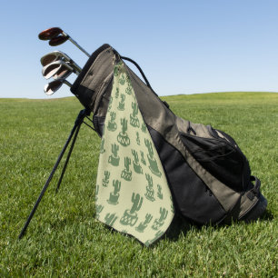 Kakteen-Silhouette in Tassen und Töpfen Golfhandtuch