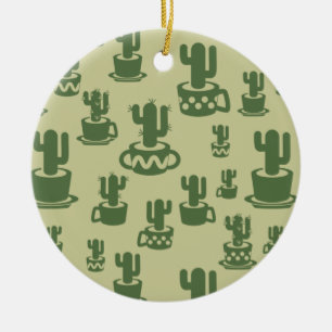 Kakteen-Silhouette in Tassen und Töpfen Keramik Ornament