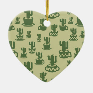 Kakteen-Silhouette in Tassen und Töpfen Keramik Ornament