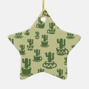 Kakteen-Silhouette in Tassen und Töpfen Keramik Ornament