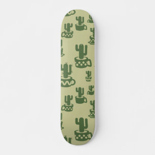 Kakteen-Silhouette in Tassen und Töpfen Skateboard