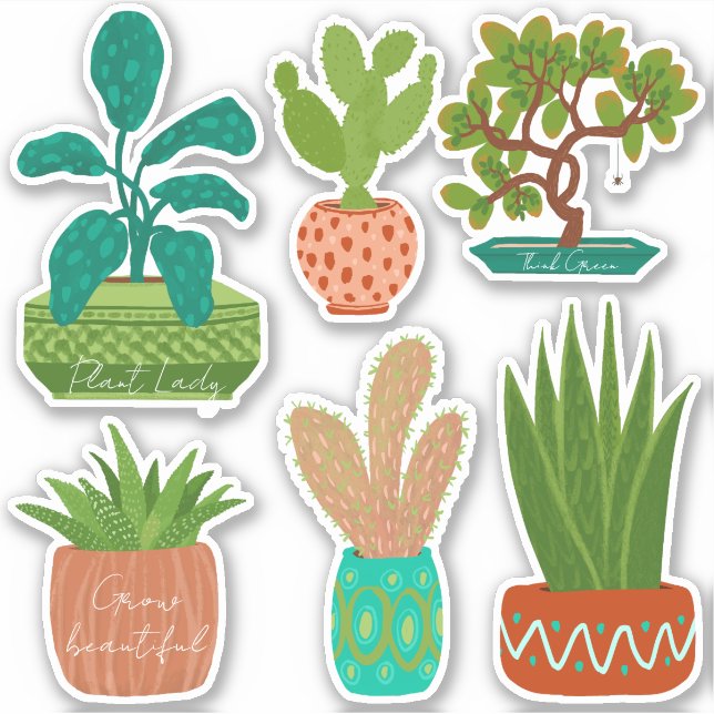 Kakteen Stickers Scrapbook Hauspflanzen Aufkleber (Vorderseite)