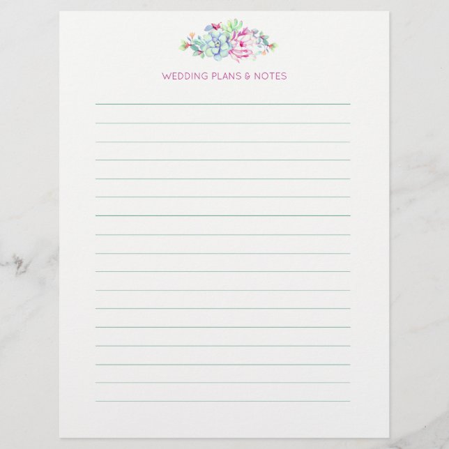 Kakteen & Succulent Wedding Planning Pages Flyer (Vorne)