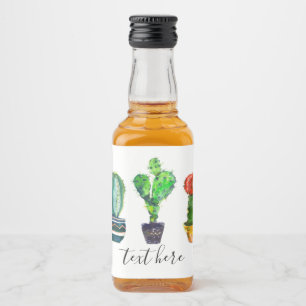 Kakteen, Sukkulent, Aquarell, Fiesta, Mexikanisch, Alkoholflaschenetikett