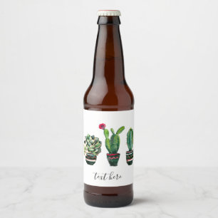 Kakteen, Sukkulent, Aquarell, Fiesta, Mexikanisch, Bierflaschenetikett