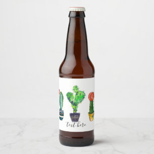 Kakteen, Sukkulent, Aquarell, Fiesta, Mexikanisch, Bierflaschenetikett
