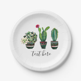 Kakteen, Sukkulent, Aquarell, Fiesta, Mexikanisch, Pappteller