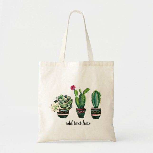 Kakteen, Sukkulent, Aquarell, Fiesta, Mexikanisch, Tragetasche (Vorne)