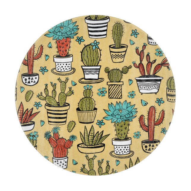 Kakteen Sukkulent: Handgezeichnete Skizze Schneidebrett (Vorderseite)