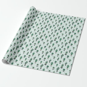 Kakteen-Sukkulente, handgezeichnet nahtlos. Geschenkpapier