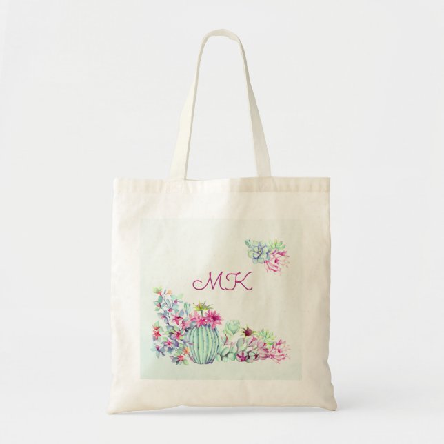 Kakteen & Sukkulents Monogramm Tragetasche (Vorne)