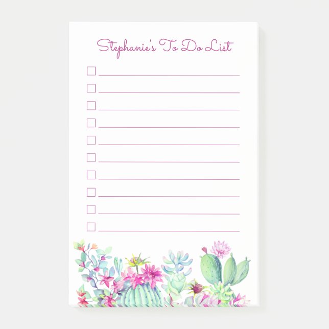 Kakteen Sukkuline, die Personalisiert sind, Post-it Klebezettel (Vorderseite)