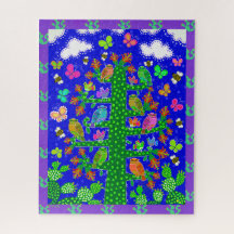 Kakteen Tree with Owls and Birds
