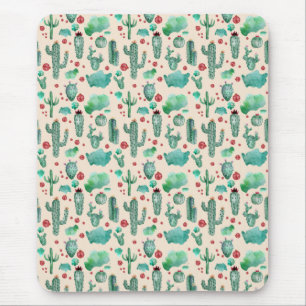 Kakteen und Ladybug-Muster - beigefarbener Hinterg Mousepad