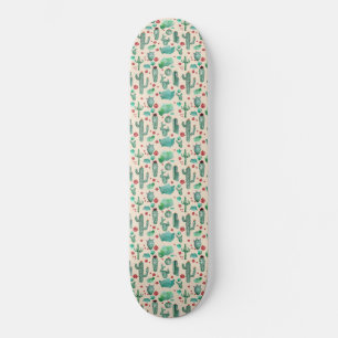 Kakteen und Ladybug-Muster - beigefarbener Hinterg Skateboard