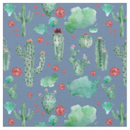 Kakteen und Ladybug-Muster - blaue Hintergrundfabr Stoff