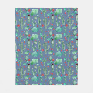 Kakteen und Ladybug-Muster - blauer Hintergrund Fleecedecke