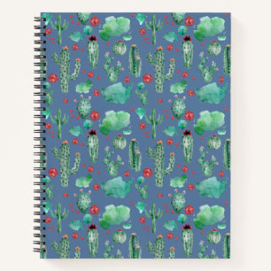Kakteen und Ladybug-Muster - blauer Hintergrund Notizbuch