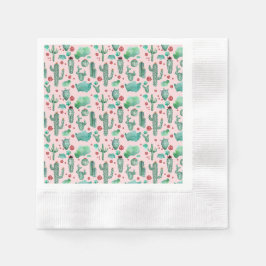 Kakteen und Ladybug-Muster - hellrosa Hintergrund Serviette