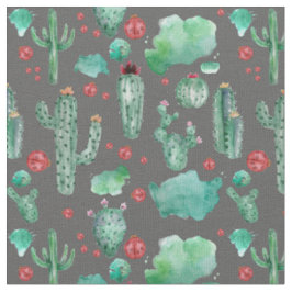 Kakteen und Ladybug-Muster - schwarzer Hintergrund Stoff