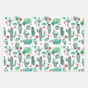 Kakteen und Ladybug-Muster - weißer Hintergrund Geschenkpapier Set