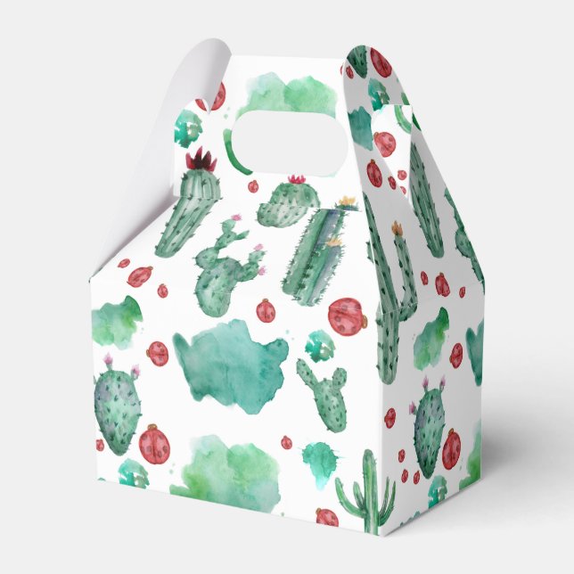 Kakteen und Ladybug-Muster - weißer Hintergrund Geschenkschachtel (Vorderseite)
