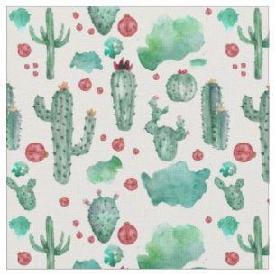 Kakteen und Ladybug-Muster - weißer Hintergrund, Stoff