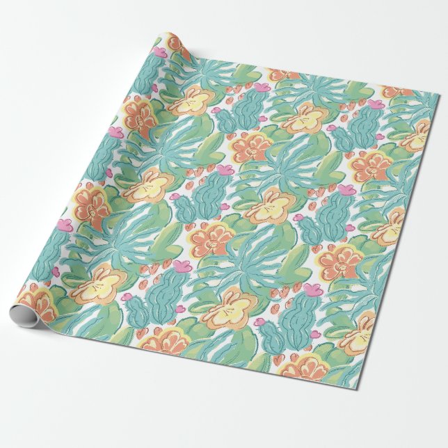 Kakteen und Pflanze. Geschenkpapier (Ungerollt)