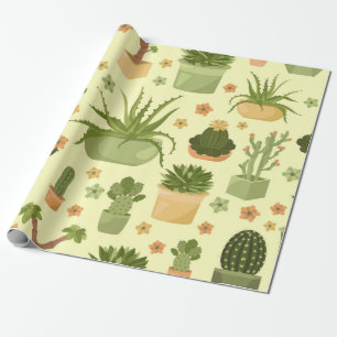 Kakteen und Sukkulente nahtlos Muster. Housepla Geschenkpapier