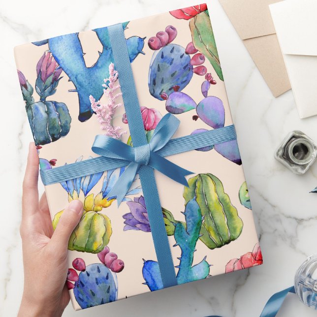 Kakteen und Sukkulents Vibranly Southwest Watercol Geschenkpapier (Von Creator hochgeladen)