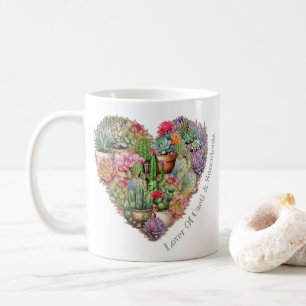 Kakteen und Sukkuline in Herzform Kaffeetasse