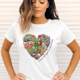 Kakteen und Sukkuline in Herzform T-Shirt