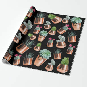 Kakteen und Sukkuline in Rose Geschenkpapier