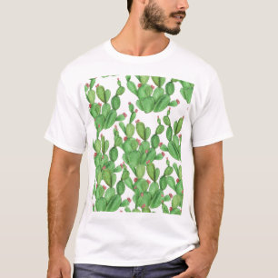 Kakteen Wasserfarbe: Hintergrund nahtloses Muster T-Shirt