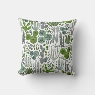 Kakteen Watercolor Hand Painted Pattern Kissen