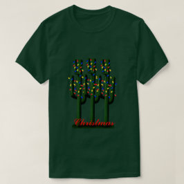 Kakteen Weihnachtsbäume mit leuchtenden Lichtern T T-Shirt