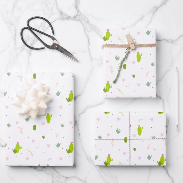 Kakteen Wrapping Paper Sheets Geschenkpapier Set (Vorderseite)