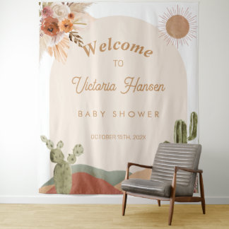 Kakteen-Wüsten-Baby-Party Südwestlicher Hintergrun Wandteppich