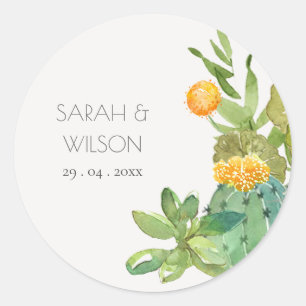 Kakteen Yellow Green Foliage Wedding Runder Aufkleber