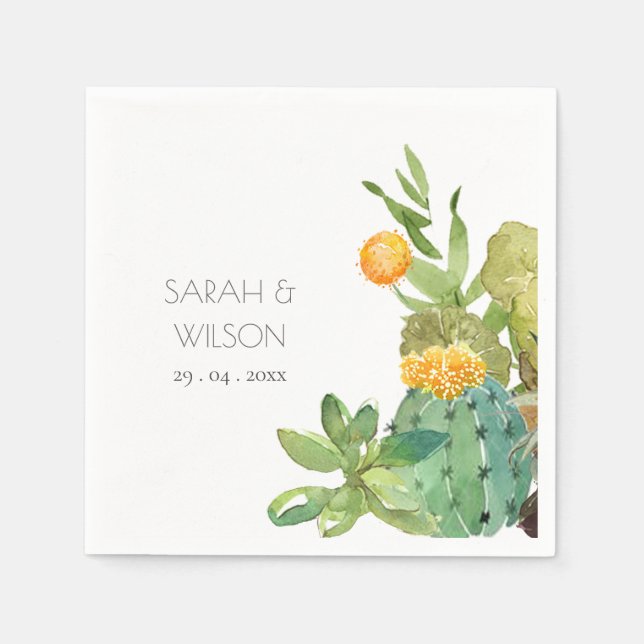 Kakteen Yellow Green Foliage Wedding Serviette (Vorderseite)