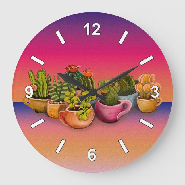 Kakti-Uhr Große Wanduhr (Vorderseite)