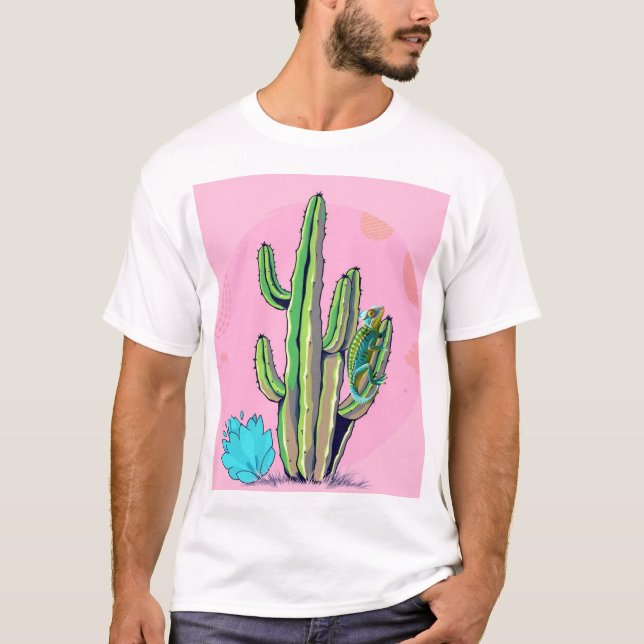 "Kaktus and Lizard T - Shirt: Wüstenschönheit in R T-Shirt (Vorderseite)