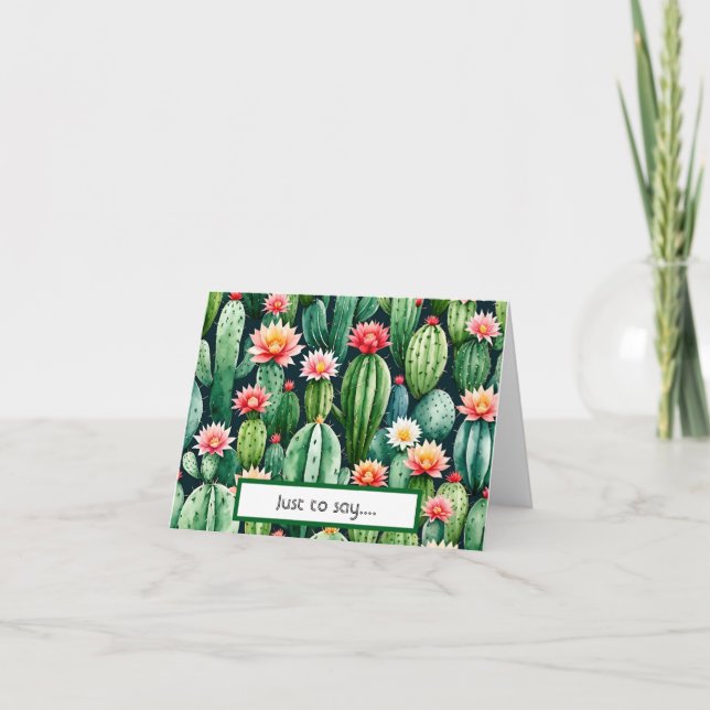 Kaktus Aquarellfarbe Faltt Dankeschön Karte (Vorderseite)