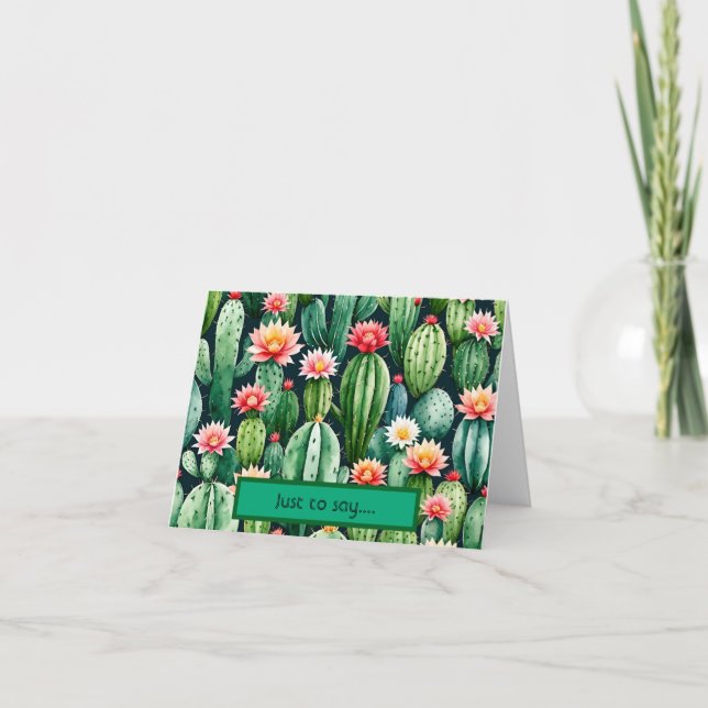 Kaktus Aquarellfarbe Faltt Dankeschön Karte (Vorderseite)