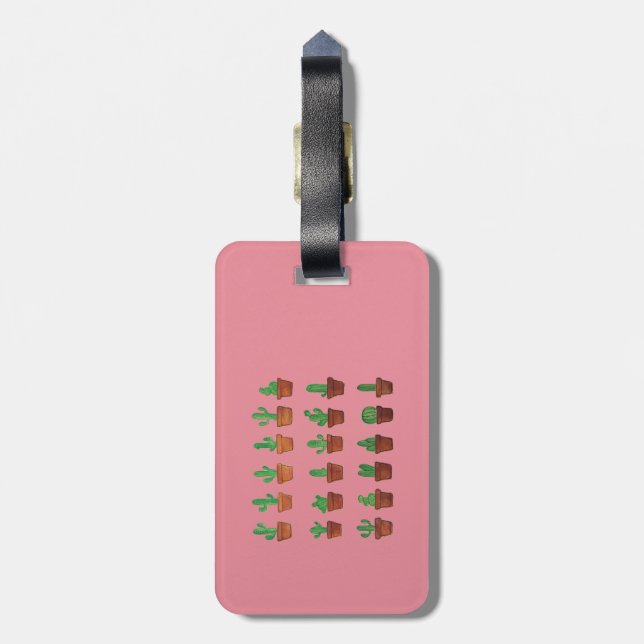 Kaktus auf rosa Gepäckanhänger (Rückseite vertikal)
