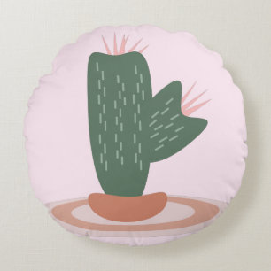 Kaktus auf Teppich Rosa Wurfkissen mit Stacheln Rundes Kissen