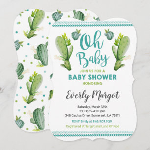 Kaktus-Babyparty-Einladungs-saftige Dusche Einladung