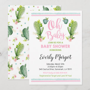 Kaktus-Babyparty-Einladungs-saftige Dusche Einladung