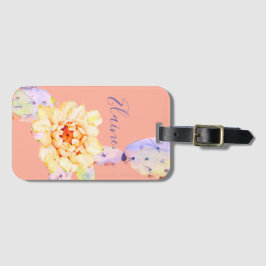 Kaktus blühen Wüste Blume Aquarellpfirsich lila Gepäckanhänger
